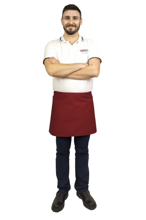 Bordo värvi teenindusapron 40 cm pikk.