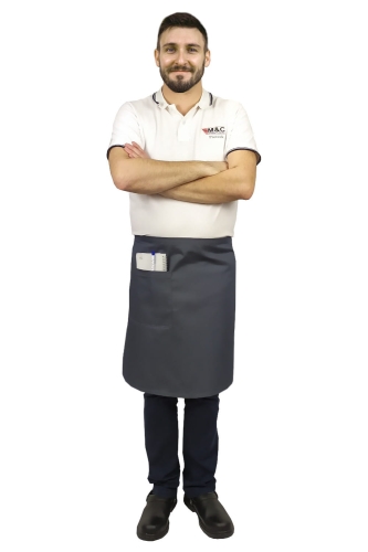 Hall teenindusapron pikkus 60 cm kokkadele.