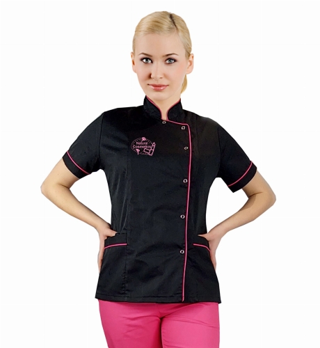 Must kosmeetikaülikond logoga ja amarantäärisega