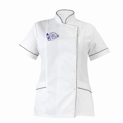 Valge kosmeetikajakk amarantroosa äärisega