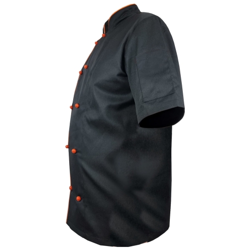 Meeste kokkade särk musta värvi oranži äärisega