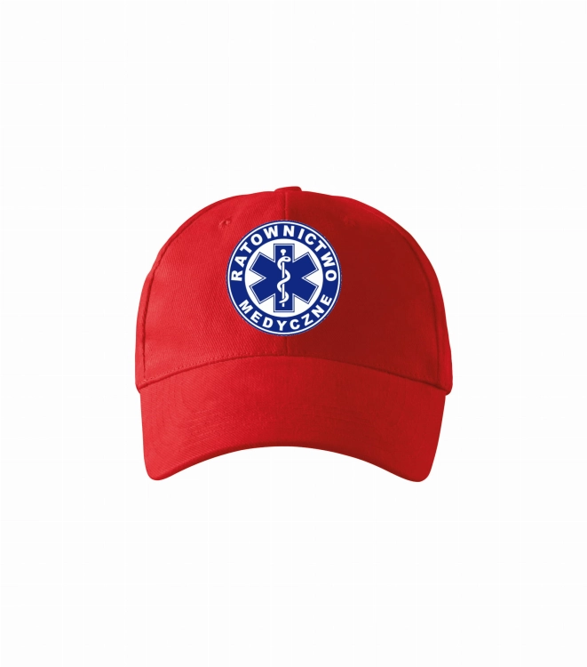 Punane müts päästja logo kanssa