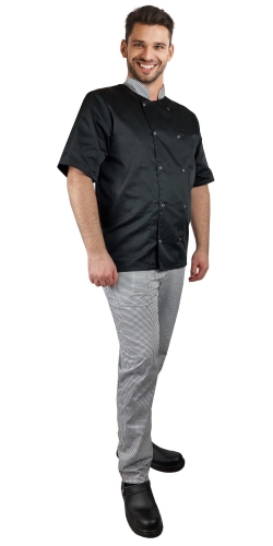 Pikad varrukad kokkade särk pepita mustris nööpidega