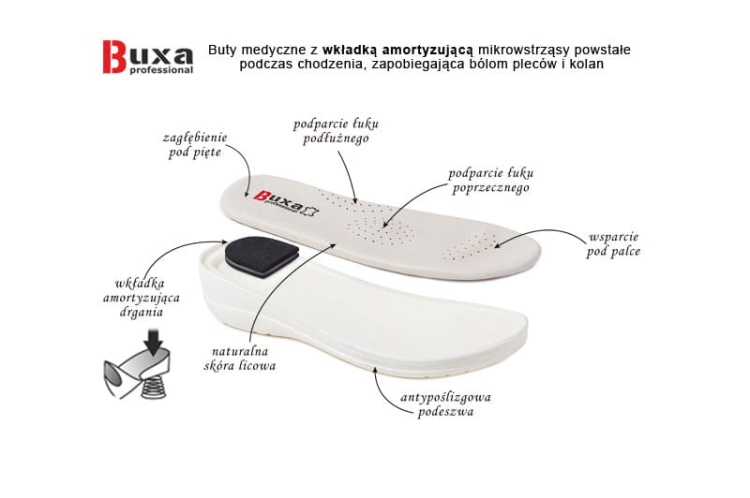 Beżowe buty medyczne premium skórzane