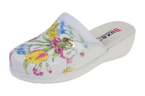Skórzane buty medyczne premium w kwiaty