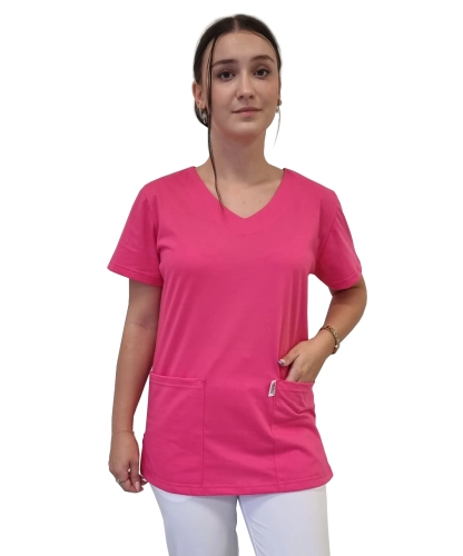 Bluza medyczna w kolorze amarantowym z elastycznej bawełny