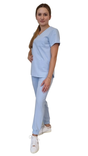 Komplet medyczny damski niebieski – scrubs CASUAL PREMIUM