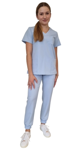 Niebieski komplet medyczny damski – scrubs CASUAL PREMIUM