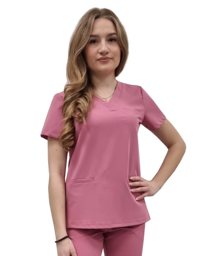 Bluza medyczna damska w jasnym brudnym różu