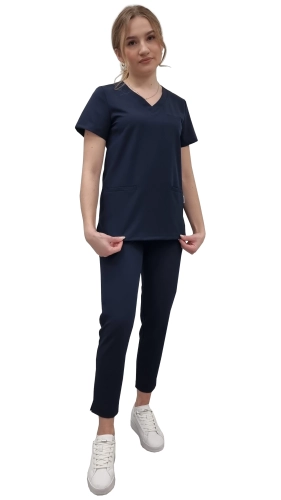 Komplet medyczny damski BASIC PREMIUM w kolorze ciemnym granacie
