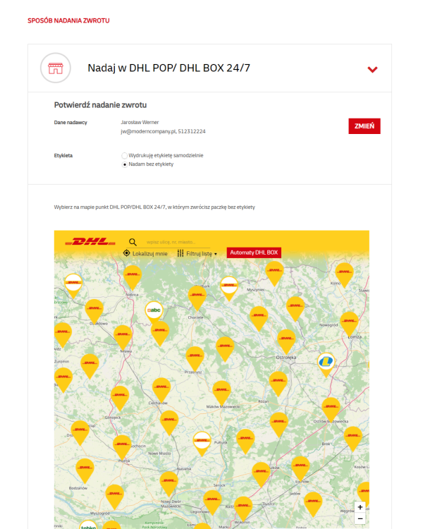 Solidna etykieta DHL PARCEL wysyłkowa