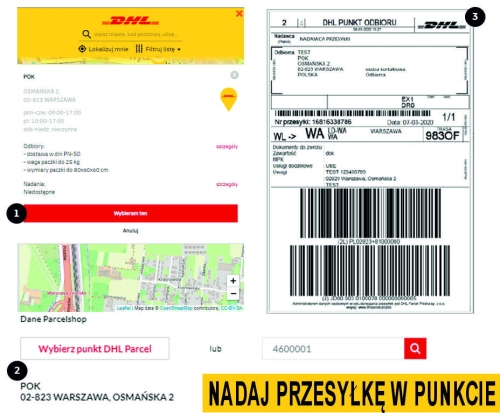 Etykieta wysyłkowa DHL PARCEL w wysokiej jakości