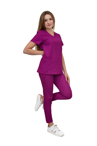 Komplet medyczny damski BASIC PREMIUM w kolorze purpurowym