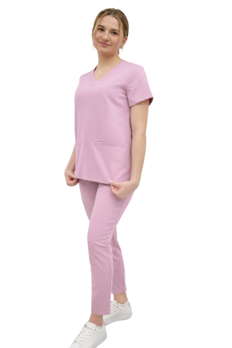 Komplet medyczny damski BASIC PREMIUM w kolorze pudrowym róż