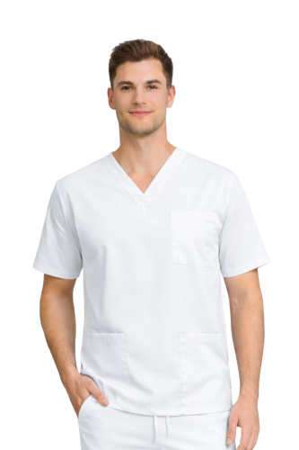 Męska bluza medyczna elastyczna kolor biały