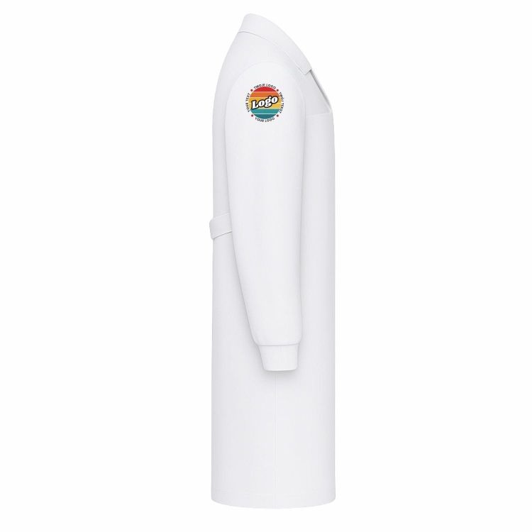 Fartuch laboratoryjny biały unisex z Twomi nadrukiem logo kreator online fartuch prawy bok.jpg