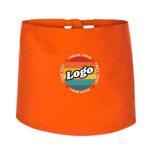 Zapaska kucharska krótka pomarańczowa wiązana długość 40cm z twoim nadrukiem logo.jpg