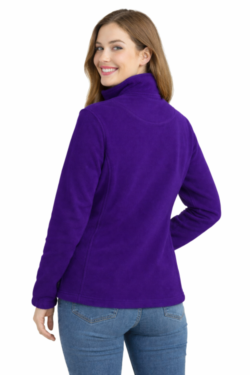 Bluza polarowa damska polar zapinany na zamek purpurowy widok z tyłu.png