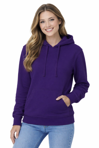 Bluza damska z kapturem kieszeniami purpurowa.png