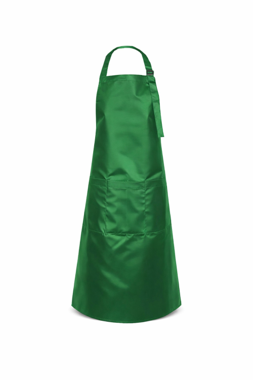 Fartuszek fryzjerski z kieszonkami wodoodporny z karczkiem i klamra do regulacji kolor zielony mockup.png