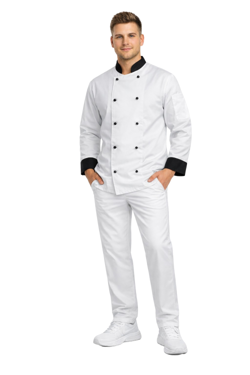 Profesjonalny zestaw szefa kuchni – mundur kucharza ze wstawkami