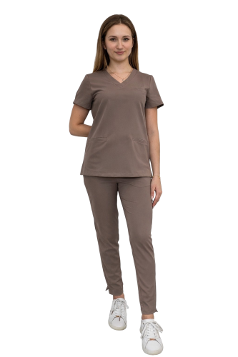 Komplet medyczny damski BASIC PREMIUM w kolorze cappucino