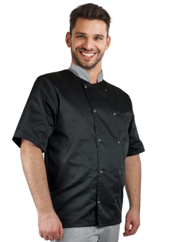 Pikad varrukad nööpidega kokkade pluus pepita mustris.