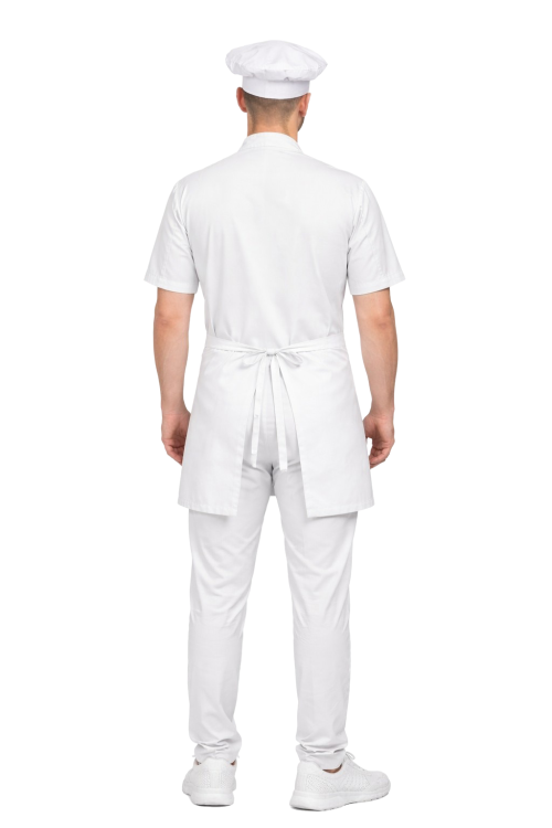 Zestaw kucharski z krótkim rękawem – uniform szefa kuchni ,biały z białą  zapaską