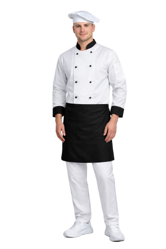 Zestaw gastronomiczny  z długim rękawem  bluza z czarnymi wstawkami  zapaska w kolorze czarnym