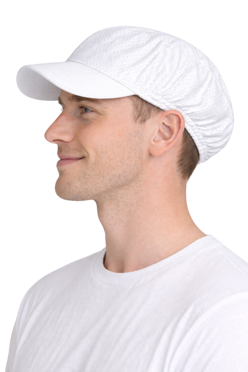 Czapka z daszkiem twardym smoothy biała widok z boku.png