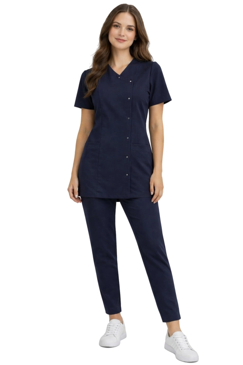 Komplet medyczny damski Basic Premium w kolorze ciemnym granacie