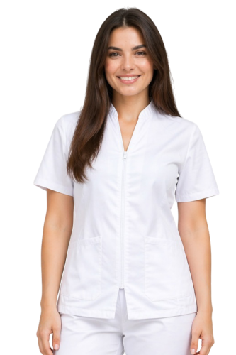 Żakiet damski na suwak w kolorze białym