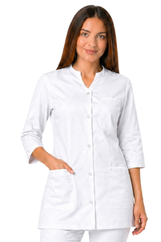 Żakiet medyczny damski z rękawem 3/4 biały