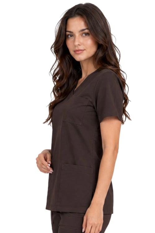 Casual Premium damska bluza medyczna czekoladowa_bok.png